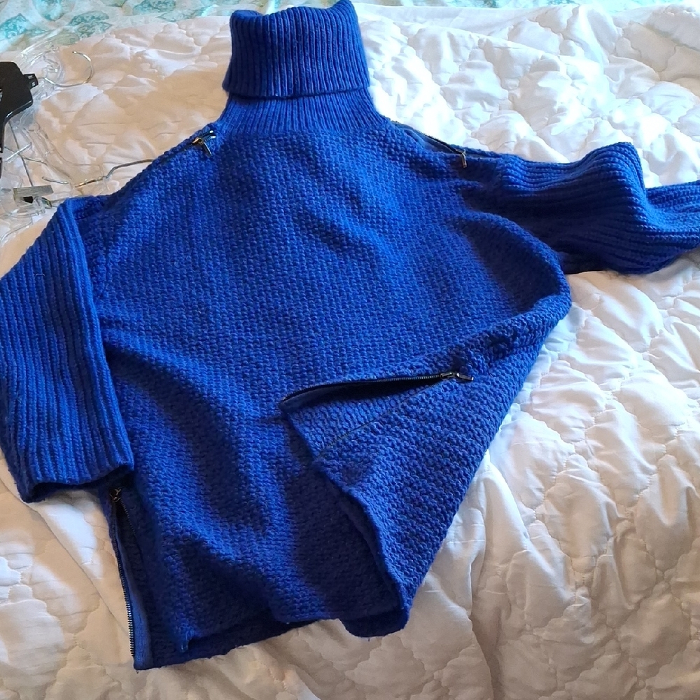 Monika Chiang Vibrant Blue Turtleneck Sweater